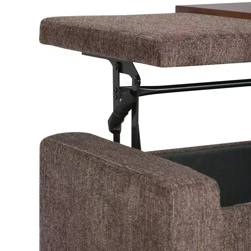 WyndenHall Crosby 43" Wide Transitional Rectangle Storage Ottoman in Deep Umber Brown Polyester Fabric, Assembled