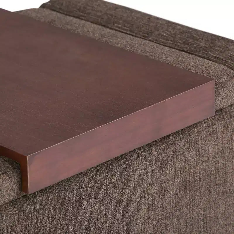 WyndenHall Crosby 43" Wide Transitional Rectangle Storage Ottoman in Deep Umber Brown Polyester Fabric, Assembled