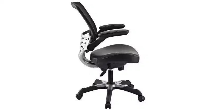 Edge Mesh Vegan Leather Seat Office Chair with Flip-Up Arms Black - Modway