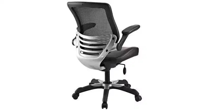 Edge Mesh Vegan Leather Seat Office Chair with Flip-Up Arms Black - Modway