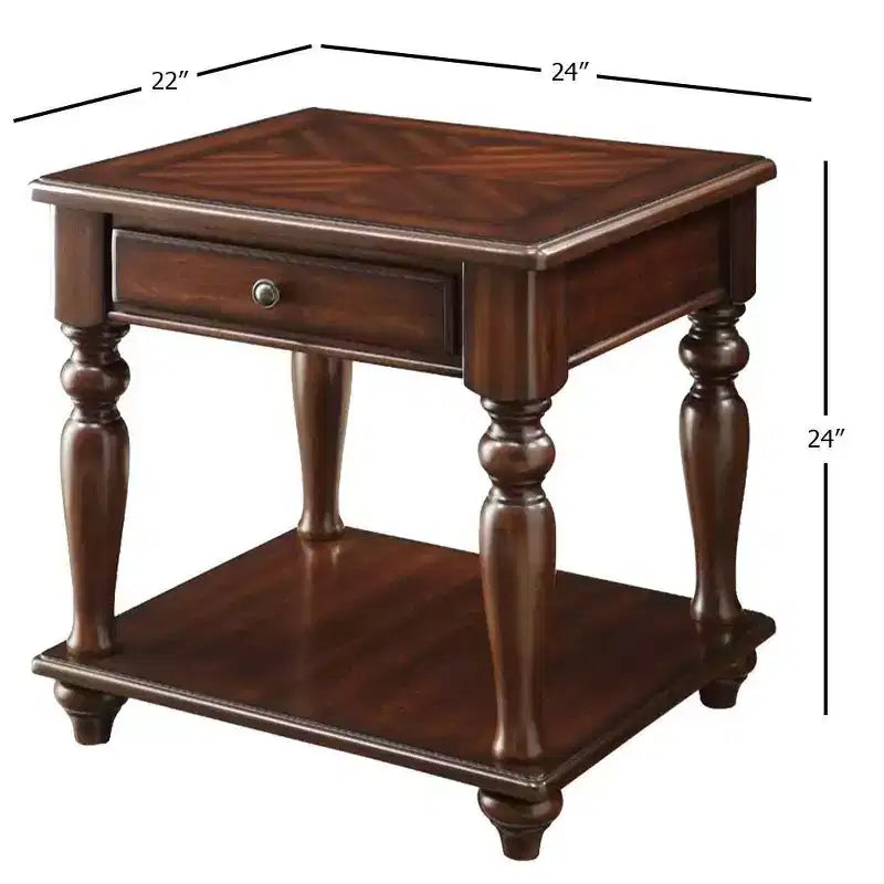 Acme Furniture Farrel End Table Walnut : Living Room Furniture with Storage Shelf, MDF Veneer Finish