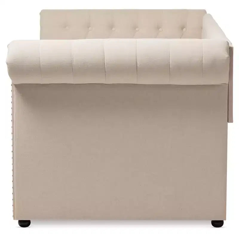 Twin Mabelle Modern and Contemporary Fabric Trundle Daybed - Baxton Studio