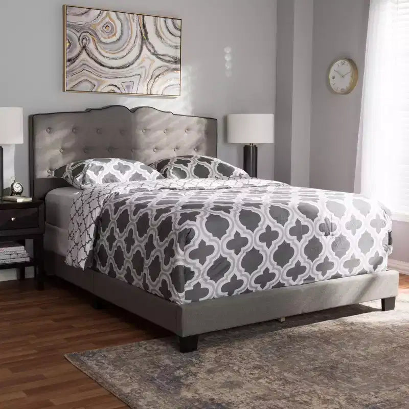 Vivienne Modern and Contemporary Fabric Upholstered Bed Light Gray - Baxton Studio