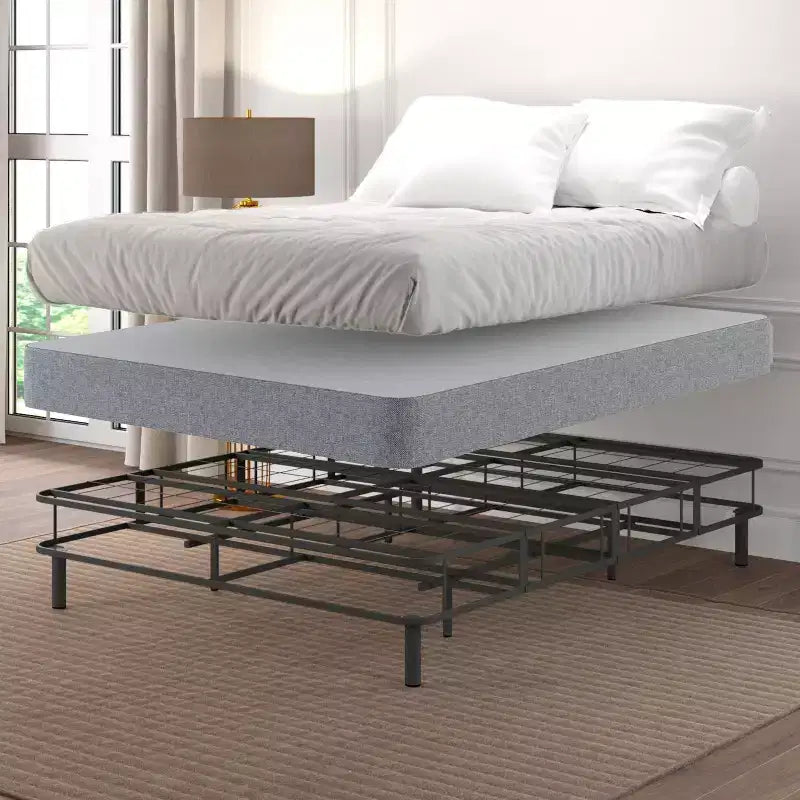 Hollywood Bed Frame Emerge Foldable Mattress Foundation with Attachable Legs Split Black