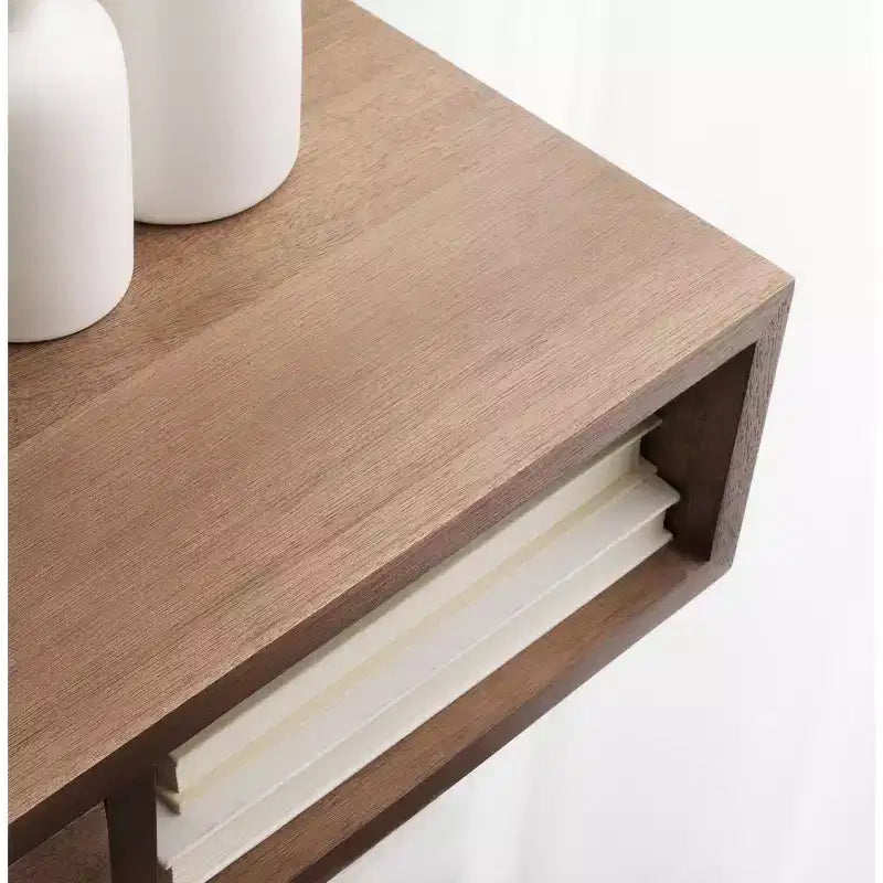 Kate and Laurel Hutton Rectangle Wood Floating Side Table, 22x10x5.5, Walnut Brown