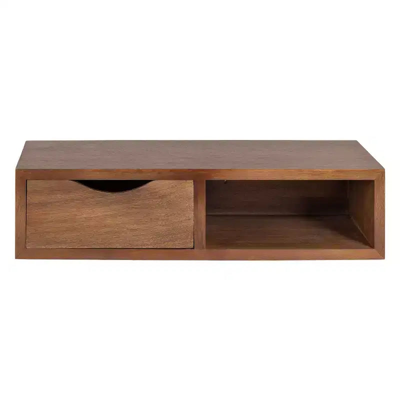 Kate and Laurel Hutton Rectangle Wood Floating Side Table, 22x10x5.5, Walnut Brown