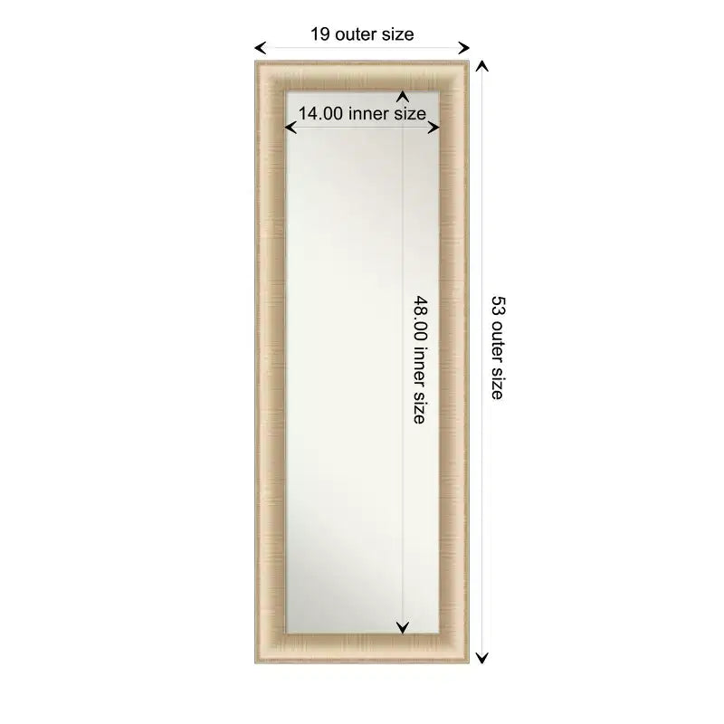 Amanti Art Elegant Brushed Honey Non-Beveled On the Door Mirror Full Length Mirror, Wall Mirror 52.75 in. x 18.75 in.