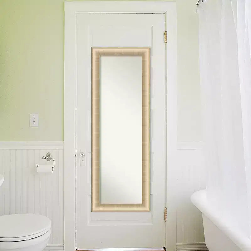Amanti Art Elegant Brushed Honey Non-Beveled On the Door Mirror Full Length Mirror, Wall Mirror 52.75 in. x 18.75 in.