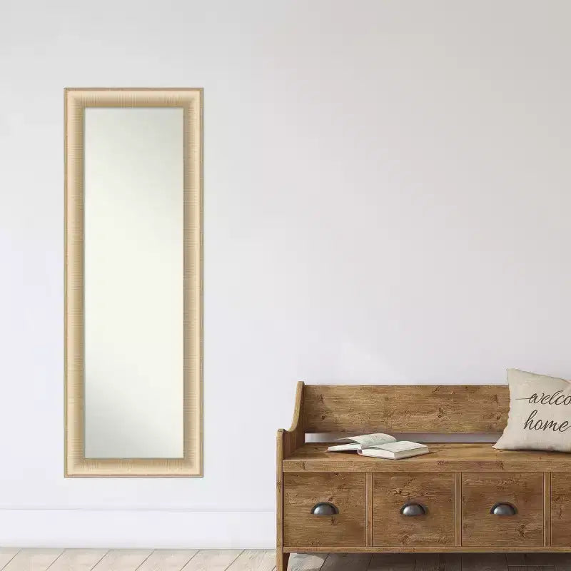 Amanti Art Elegant Brushed Honey Non-Beveled On the Door Mirror Full Length Mirror, Wall Mirror 52.75 in. x 18.75 in.