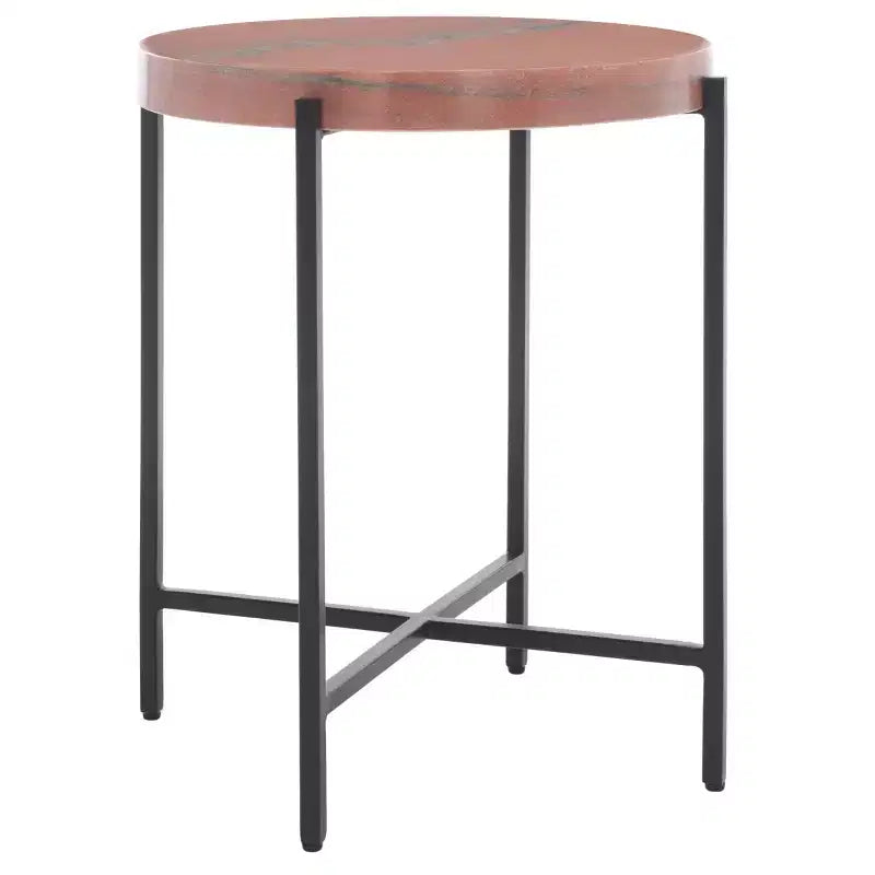 Azula Stone Top Accent Table - ACC3706 - Burnt Orange/Black - Safavieh