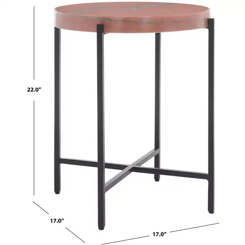 Azula Stone Top Accent Table - ACC3706 - Burnt Orange/Black - Safavieh