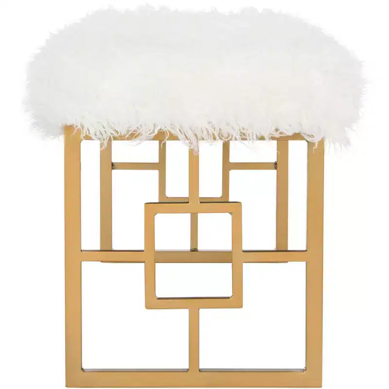 Mera Faux Lamb Bench - FOX6291 - White - Safavieh Couture