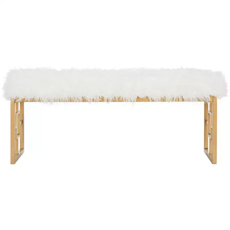 Mera Faux Lamb Bench - FOX6291 - White - Safavieh Couture