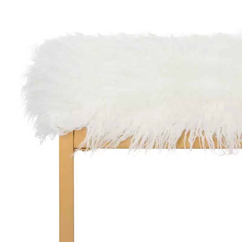 Mera Faux Lamb Bench - FOX6291 - White - Safavieh Couture