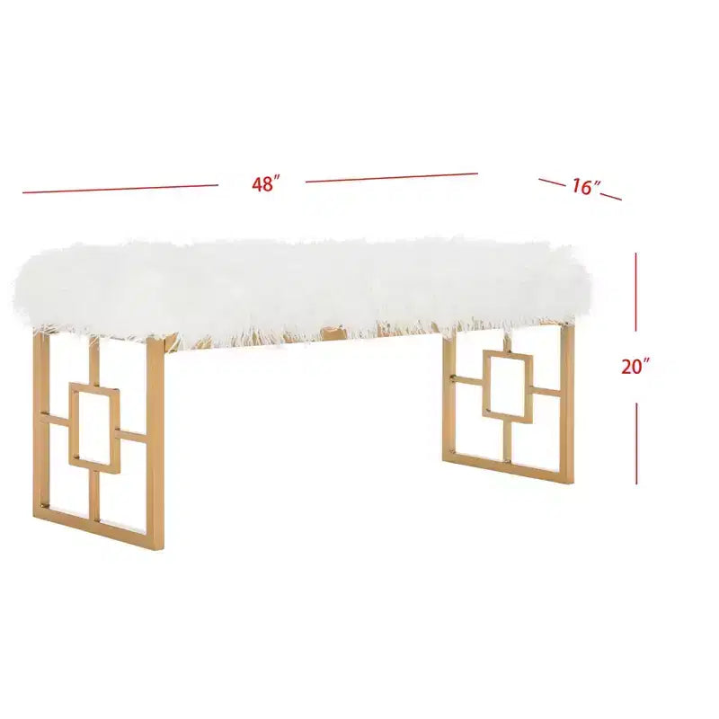 Mera Faux Lamb Bench - FOX6291 - White - Safavieh Couture